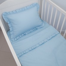 Jaju Baby Mavi Bebek Nevresim Takımı – 60X120 | 70X140 | 80X130 Beşik Uyumlu – Fırfırlı Premium Set