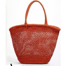 Megahan Butik Megahan Butık El Orgu Kırmızı Fılelı Kağıt Ip Çanta