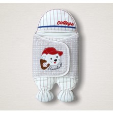 Uravas Store Yenidoğan Beyzbolcu Nakışlı Ayaklı Erkek Bebek Kundak