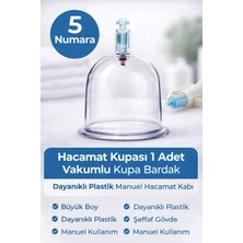 Uravas Store 5 Numara Hacamat Kupası 1 Adet Vakumlu Kupa Bardak – Dayanıklı Plastik Manuel Hacamat Kabı