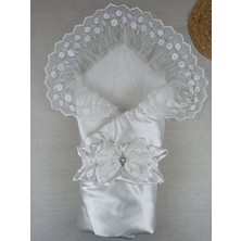 Uravas Store Yenidoğan Pırıltı Taç Nakışlı Trilüks Kundak Bebek Battaniyesi