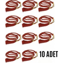 Uravas Store Namaz Tesbihi Vavlı 99'lu Cam Incili Ayet-El Kürsi Dua Kartı Ile Bordo Renk Hediyelik 10 Adet