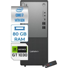 Lenovo Thinkcentre Neo 50T Gen 5  Intel® Core™ İ7-14700 80GB Ddr5 2tb SSD 4GB/GT1030  WIN11HOME Mini Tower Masaüstü Bilgisayar 12UD001UTR21H29+ZETTAUSBBELLEK