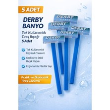 Uravas Store Derby Banyo Tek Kullanımlık Tıraş Bıçağı 5 Adet Plastik Saplı Pratik Ekonomik Tıraş Jileti