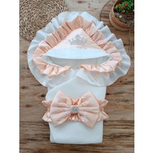 Uravas Store Yenidoğan Mehtap Lüks Kelebek Taç Nakışlı Bebek Battaniyesi Kundak