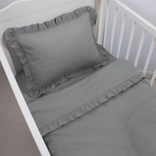 Jaju Baby Gri Bebek Nevresim Takımı – 60X120 | 70X140 | 80X130 Beşik Uyumlu – Fırfırlı Premium Set