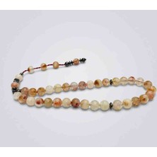 İnci Konsept Doğal Sitrin Taşı Tesbih - Bolluk Bereket Para Pozitif Enerji ve Odaklanma Taşı 33'lü [8mm]- Hediyelik Tespih