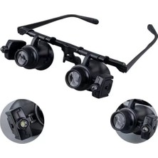 Uravas Store Powermaster PM-23691 24X Profesyonel Tamirci Kuyumcu Büyüteç Gözlüğü Çift Aydınlatma Ledli (Analog
