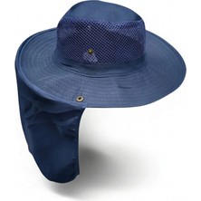 Mustran Yazlık Güneş Şapkası Uv Korumalı Fileli Safari Outdoor Balıkçı Şapkası Ense Korumalı Unisex–lacivert