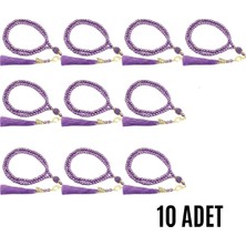 Uravas Store Namaz Tesbihi Vavlı 99'lu Cam Incili Ayet-El Kürsi Dua Kartı Ile Mor Renk Hediyelik 10 Adet