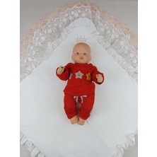 Uravas Store Yenidoğan Sahra Taç Nakışlı Trilüks Kundak Bebek Battaniyesi