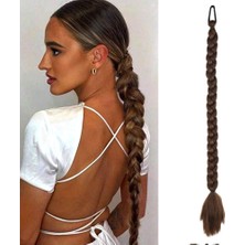 Uravas Store Ikili Örgü Lastik Tokalı At Kuyruğu / Açık Kahve