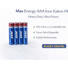 Uravas Store Max Energy Aaa Ince Kalem Pil 1.5V R03 Heavy Duty Ultra Power 4 Lü 1 Paket