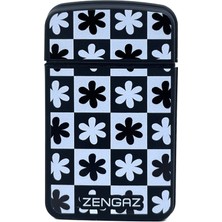 Zengaz Cool Tasarım Jet Alev Çakmak - Checkerboard Flower