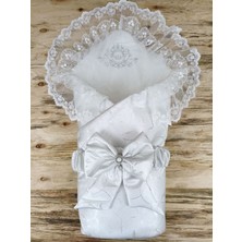 Uravas Store Yenidoğan Pırıltı Taç Nakışlı Inci Delüks Kundak Bebek Battaniyesi