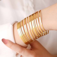 Trenddora 10 Adet Gold Ajda Bilezik Seti 22 cm 7 Numara