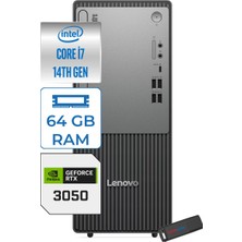 Lenovo Thinkcentre Neo 50T Gen 5  Intel® Core™ İ7-14700 64GB Ddr5 1tb SSD 6GB/RTX3050 Freedos Mini Tower Masaüstü Bilgisayar 12UD001UTR23F23+ZETTAUSBBELLEK