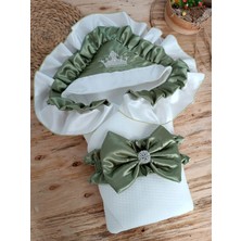 Uravas Store Yenidoğan Mehtap Lüks Kelebek Taç Nakışlı Bebek Battaniyesi Kundak