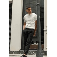 Velmora Fashion Erkek Kısa Kol Bisikilet Yaka Triko T-Shirt - Beyaz