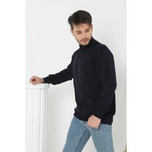 Velmora Fashion Erkek Yarım Balıkçı Yaka Triko Kazak - Lacivert