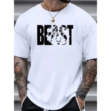 Velmora Fashion Eşsiz Baskı Tasarımlı Şık Büyük Beden   Tişörtü Beyaz -