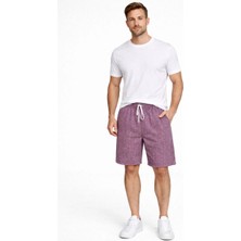 Velmora Fashion Erkek Pötikareli Beli Lastikli ,cepli Yazlık Şort - Gül Kurusu