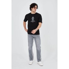 Velmora Fashion Penye Baskılı T-Shirt - Siyah