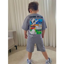 Cg Kids Brawl Stars Tshirt ve Şort Alt Üst Takım Sırt Baskı Detaylı