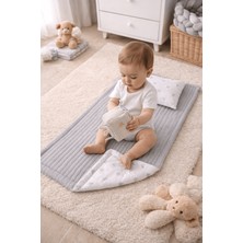 Jaju Baby Mickey Gümüş Desenli Bebek Alt Açma Minderi 45×75 cm Örgü Kumaş ve Poplin Pamuk