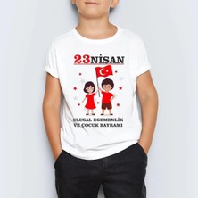 Velmora Fashion Çocuk Baskılı T-Shirt - Beyaz