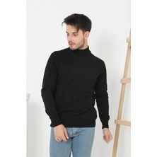 Velmora Fashion Yarım Balıkçı Yaka Triko Kazak - Siyah