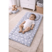 Jaju Baby Gri Yıldızlı Altaçma Minderi ve Yastık 2li Set 45X75
