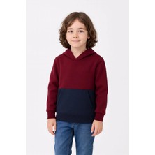 Velmora Fashion Erkek Çocuk Kapüşonlu Kanguru Cepli Parçalı Sweatshirt - Renkli