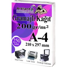 Artlantis A4 Gramajlı Fotokopi Kağıdı 250 Adet 200 gr Sertifika Kağıdı Kalın Kağıt Baskı Tüm Yazıcılara Uyumlu 21X29.7CM Ofis Büro
