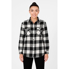 Velmora Fashion Oduncu Gömlek - Uzun Kollu, Şardonlu Kumaş, Kırmızı Beyaz Kareli Desen, Regular Fit, Çift Cepli, Manşetli Günlük Şık Stil - Siyah