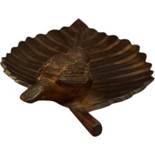 TT Antika Bronz Yaprak Formunda Kuş Heykelli Anahtarlık - 21CM
