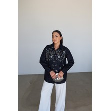 Özge Özgenç Boncuk Işlemeli Kot Ceket