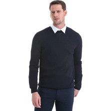Velmora Fashion Erkek Bisiklet Yaka Kazak Uzun Kol Dokuma Triko - Lacivert
