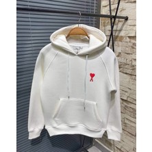 Velmora Fashion Kapşonlu Baskılı Sweetshirt - Beyaz -