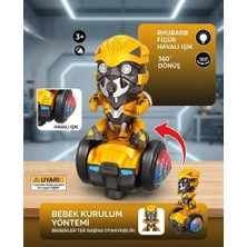 Farbu Oyuncak Sesli Müzikli Işıklı Bumblebee Temalı 360° Dönebilen Dans Eden Robot Figürlü Oyuncak Araba