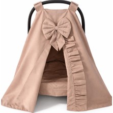 Jaju Baby Kahverengi Fırfırlı Tasarım Puset Örtüsü ve Iç Çarşafı