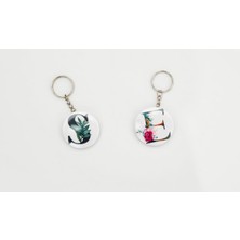 Ebruli Baskı Kişiye Özel Baş Harf Tasarımlı Estetik Anahtarlık