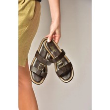 Fox Shoes Y973447209 Kahverengi Toka Detaylı Kadın Terlik