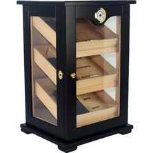Cigarloong Siyah 3 Raflı Puro Kutusu Humidor Kabinet 150'S İspanyol Sedir Ağaç Kaplama