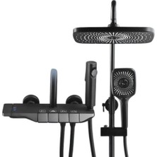 Aquawelle Piyano Duş Seti Siyah Renk Mekanik Termostat Ayarlı