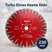 Badem10 Turbo Elmas Kesme Diski 230 mm Beton Granit Taş Mermer Kesim Spiral Taşlama Uyumlu Uzun Ömürlü