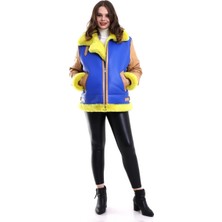 Senka Koyun Derisi Pilot Hakiki Kürk - Sarı -