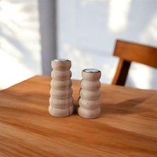 Sienta Home Dekoratif 2'li Doğal Ahşap Şamdan Mumluk Seti Bubble