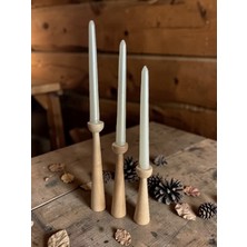 Sienta Home Dekoratif 3'lü Doğal Ahşap Şamdan Mumluk Seti - Kapadokya