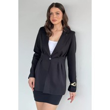 Gülseli Kadın Iç Astarlı Pileli Blazer Ceket P-00020953
